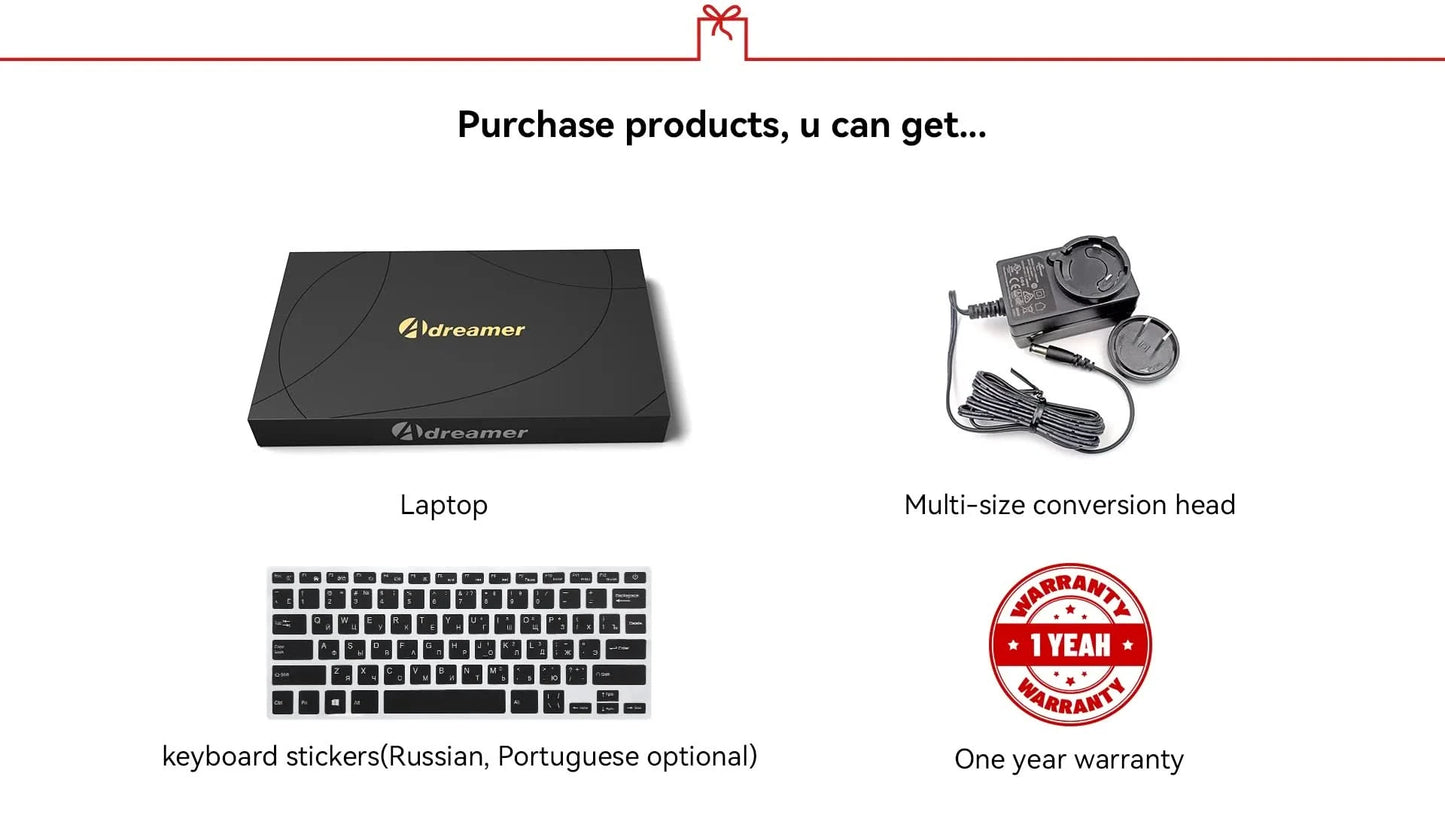 Adreamer LeoBook13 Laptop 8GB RAM 1TB SSD Notebook 13.3-inch 2560X1600 Resolution Computer Intel Celeron N4020 Ship From US