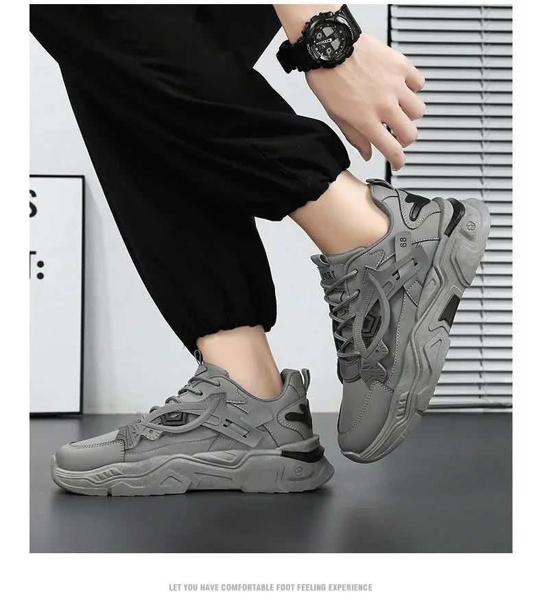 Student height increasing shoes four season new thick sole men's casual sports shoes soft sole comfortable outdoor running shoes - M & M Global