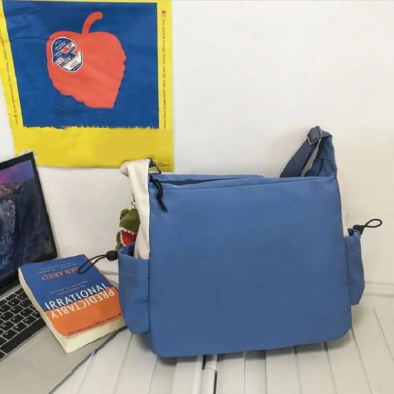 Preppy Casual Nylon Crossbody Bag For Men Women Teen Messenger Bag, Student Commuter Single Shoulder Bag For Travel Daily Use - M & M Global