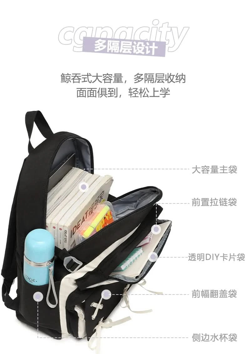 Miku Future School Backpack for Girls 2025 New Fashion Print Youth Pain Bag Large Capacity Backpack for School - M & M Global
