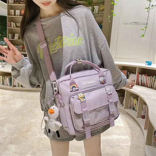 Japanese high-capacity single-shouldered slouch bag for schoolgirls, carry-on canvas messenger bag, Japan and South Korea - M & M Global