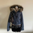Street Y2K Casual Loose Warm Fur Collar Jacket and Coat Women Harajuku Fashion Trend Joker Fleece Padded Jacket Punk Retro Coat