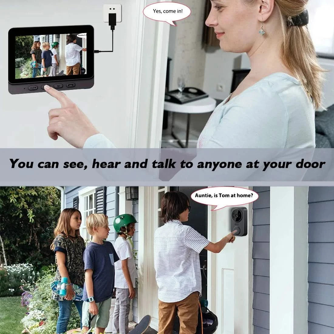 Wireless wireless smart video doorbell,Wireless intercom,Real-time notification,Two-way HD camera,Night vision monitor HD camera
