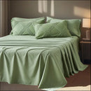 Green bed sheets and pillows on a bed with a lamp in the background

7-piece comforter set

Brushed microfiber bedding

Ultra-soft quilt set

Lightweight comforter set

Machine washable bedding

All-season bedding set

Luxury bed set queen size

Bedding gift set

Modern bedroom decor