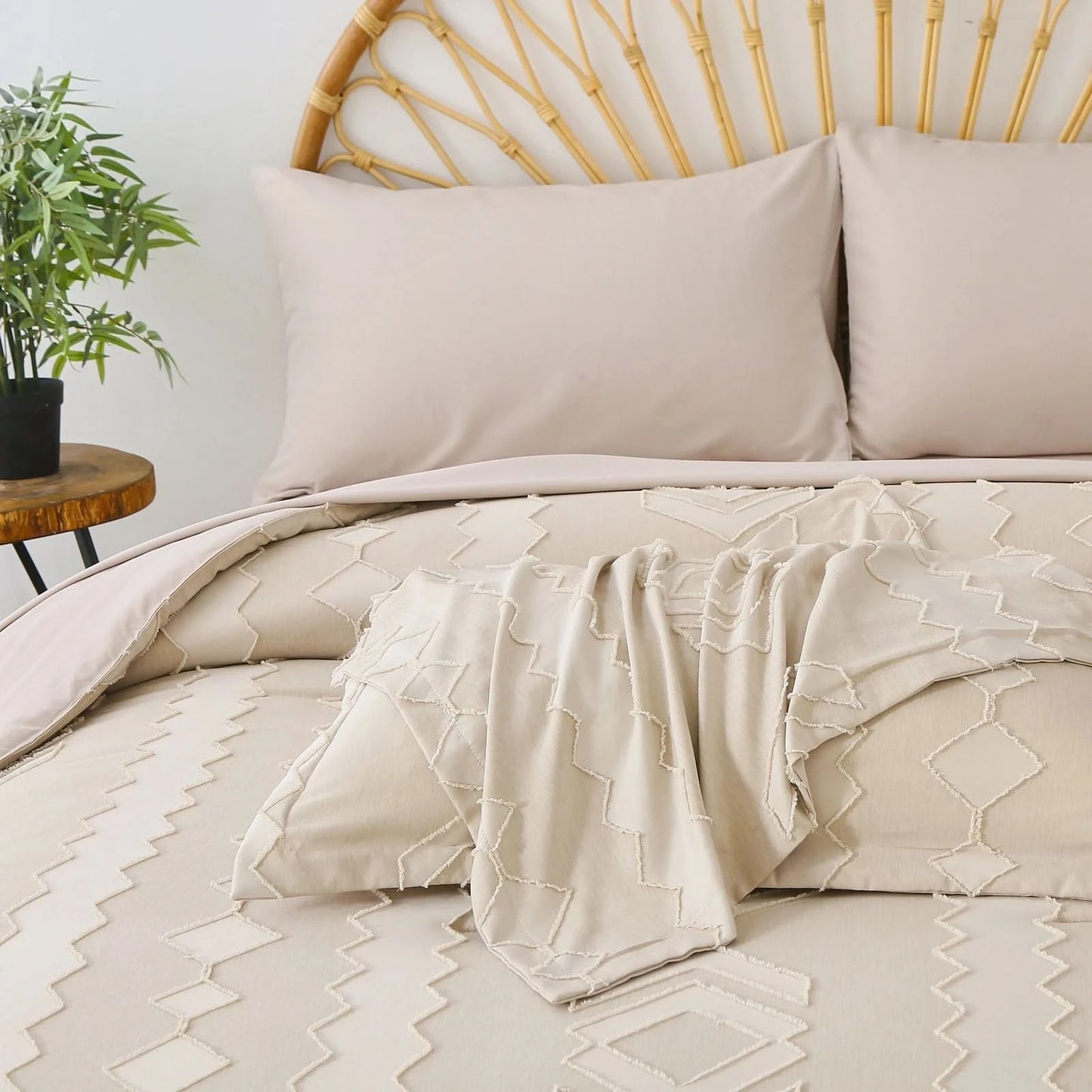 7-piece solid color diamond pattern quilt set, microfiber soft and durable bedding set bedroom decoration gift