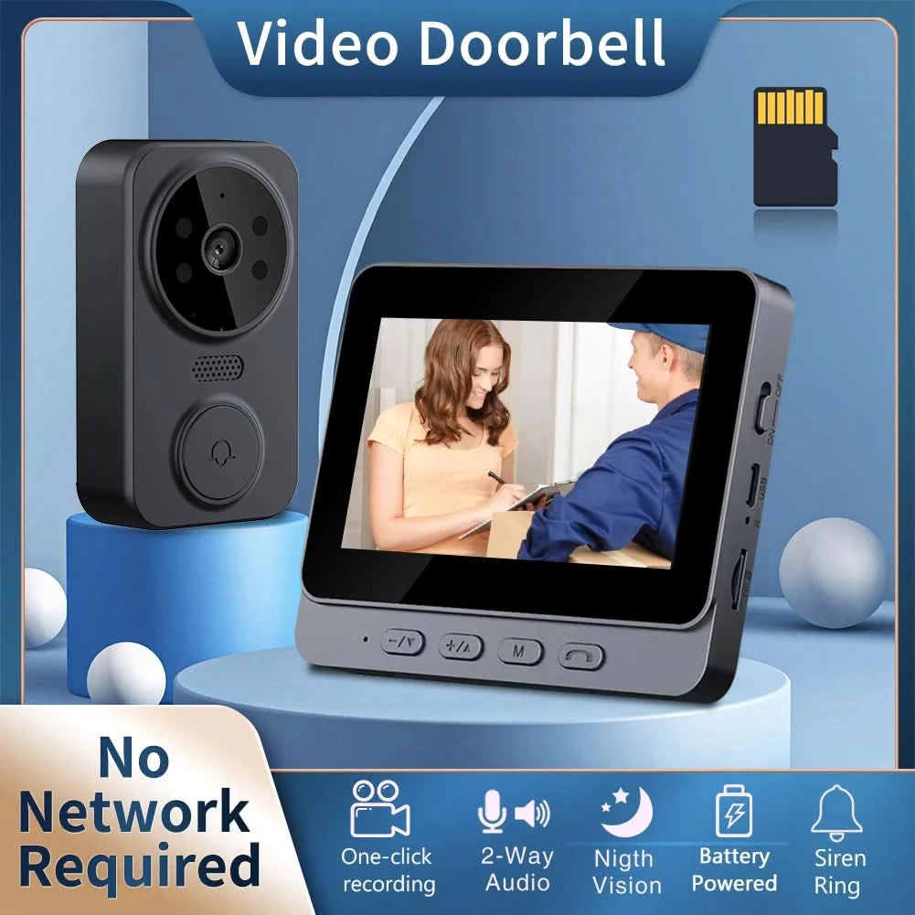 Wireless wireless smart video doorbell,Wireless intercom,Real-time notification,Two-way HD camera,Night vision monitor HD camera