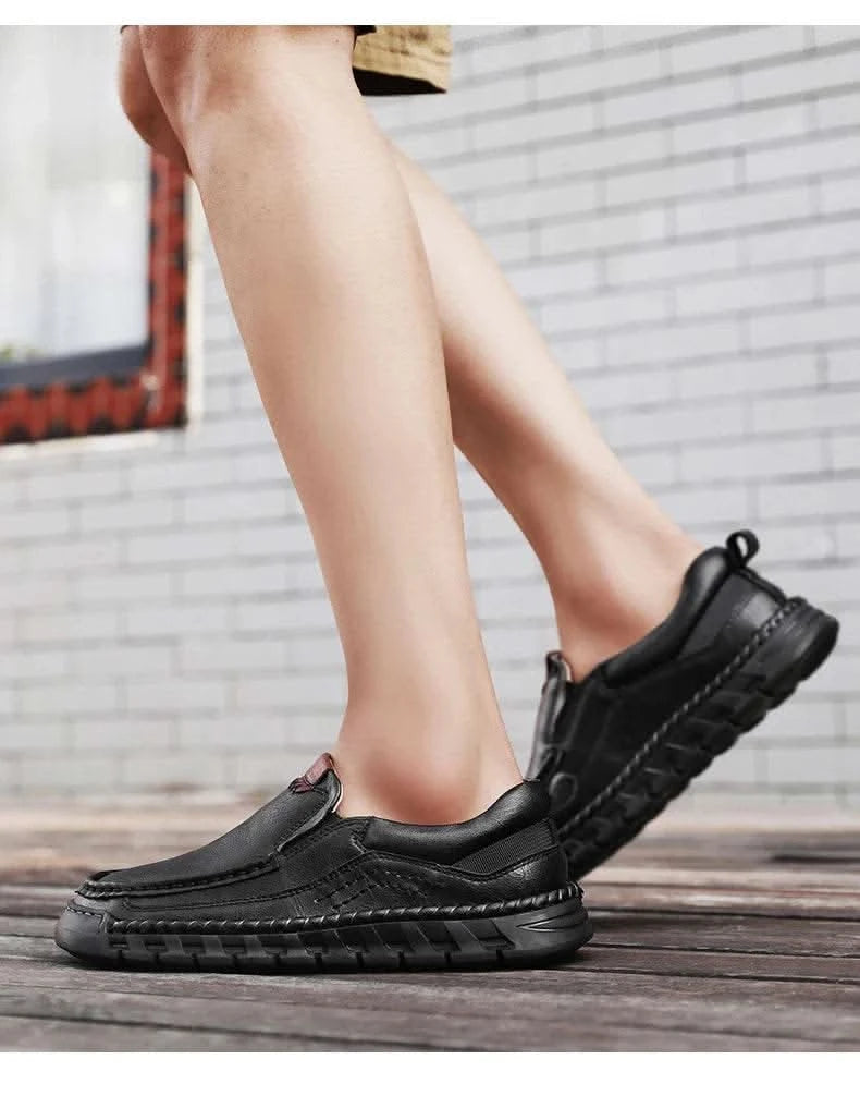 2024 Retro Loafer Genuine Split Leather Classic Shoes Sewing Comfortable Men Casual Slip-on Club Party Shoe Spring Summer - M & M Global