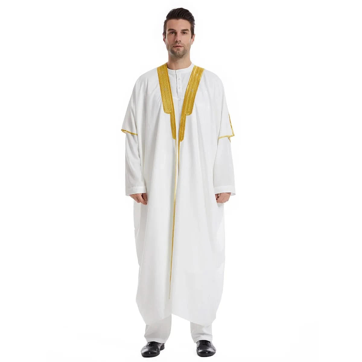 Muslim Arab Men Thobe Thawb Caftan Eid Jubba Thobe Mens Cardigan Abaya Long Dress Ramadan Robe Saudi Arab Musulman Caftan Dubai - M & M Global