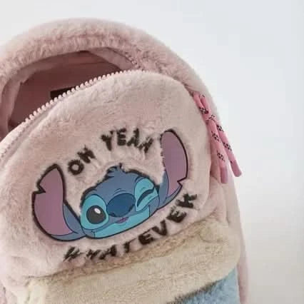 New Disney Plush Backpack Ins Japanese Blue Stitch Funny Cartoon Large-Capacity Student Backpack Kindergarten Bag Child Gift - M & M Global