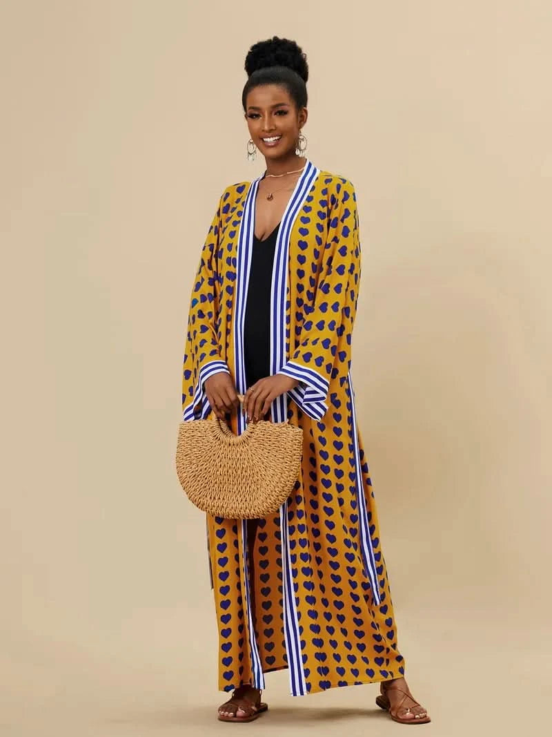 Para Praia Kimono Beach Robe 9 Colors Bikini Cover Ups Beachwear Femme Long Dress Sarong Women Loose Cardigan Swimsuit Covers - M & M Global