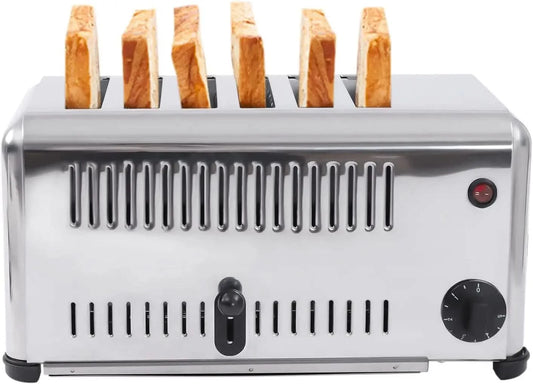 Commercial Toaster, Stainless Steel 6 Slice Toaster Machine 1680w Electric Toaster 6 Bread Slots for Restaurant Hotel Home Kitch - M & M Global