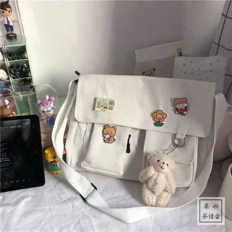 Japanese Harajuku Cute Retro Girl Messenger Shoulder Bag Canvas Student School Female - M & M Global