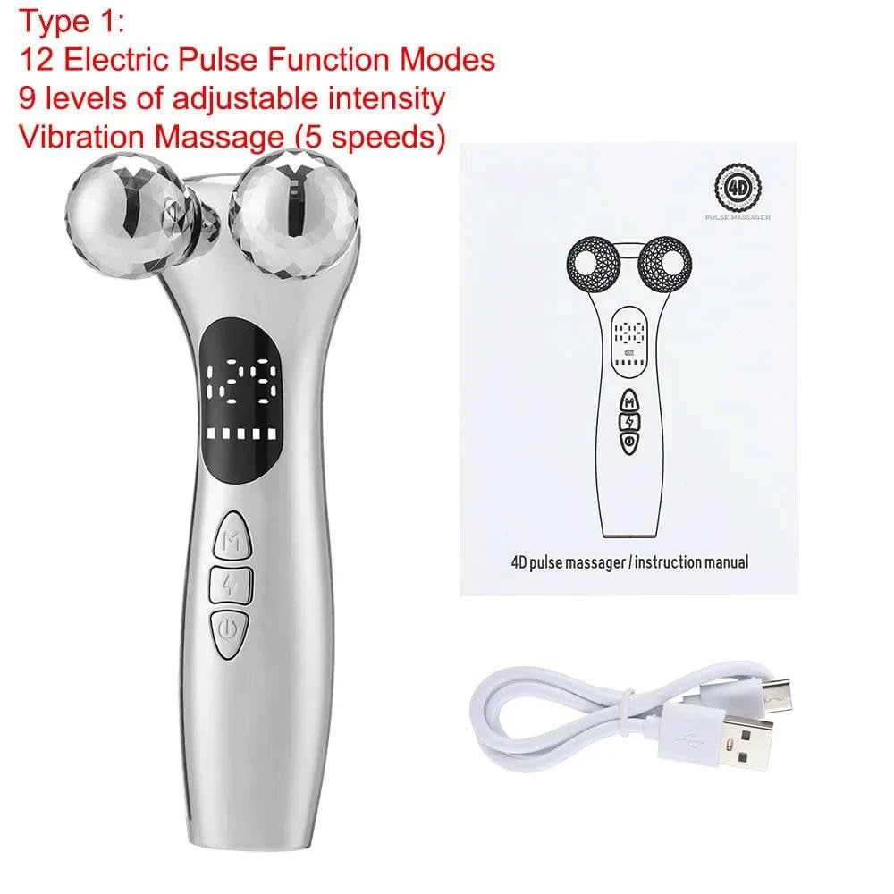 2023 EMS Pulse Neck Face Massager Roller 4D Facial Lifting Machine Anti Aging Wrinkle Removal Dark Circles Eye Care Beauty Tool - M & M Global