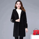 Lamb Fur Double-Sided Velvet Coat Women's Korean Embroidered Thickened Mid-Length Woolen Windbreaker Autumn Winter New Arrival