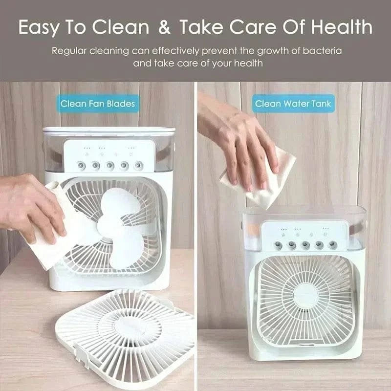 3 In 1 Fan AIr Conditioner Household Small Air Cooler LED Night Light Portable Humidifier Air Adjustment Fan Office Home Fan New - M & M Global