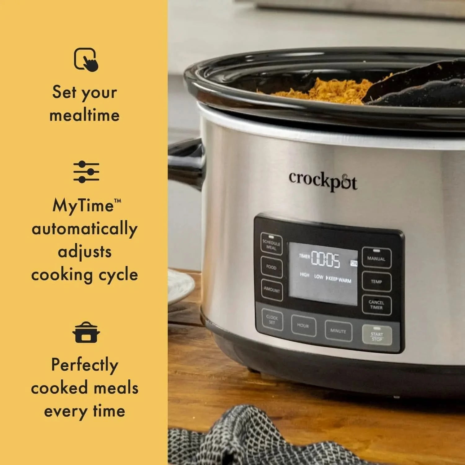 7-Quart Slow Cooker, Portable Programmable with Timer, Locking Lid, Stainless Steel; an Essential Kitchen Appliance, Perfect for - M & M Global