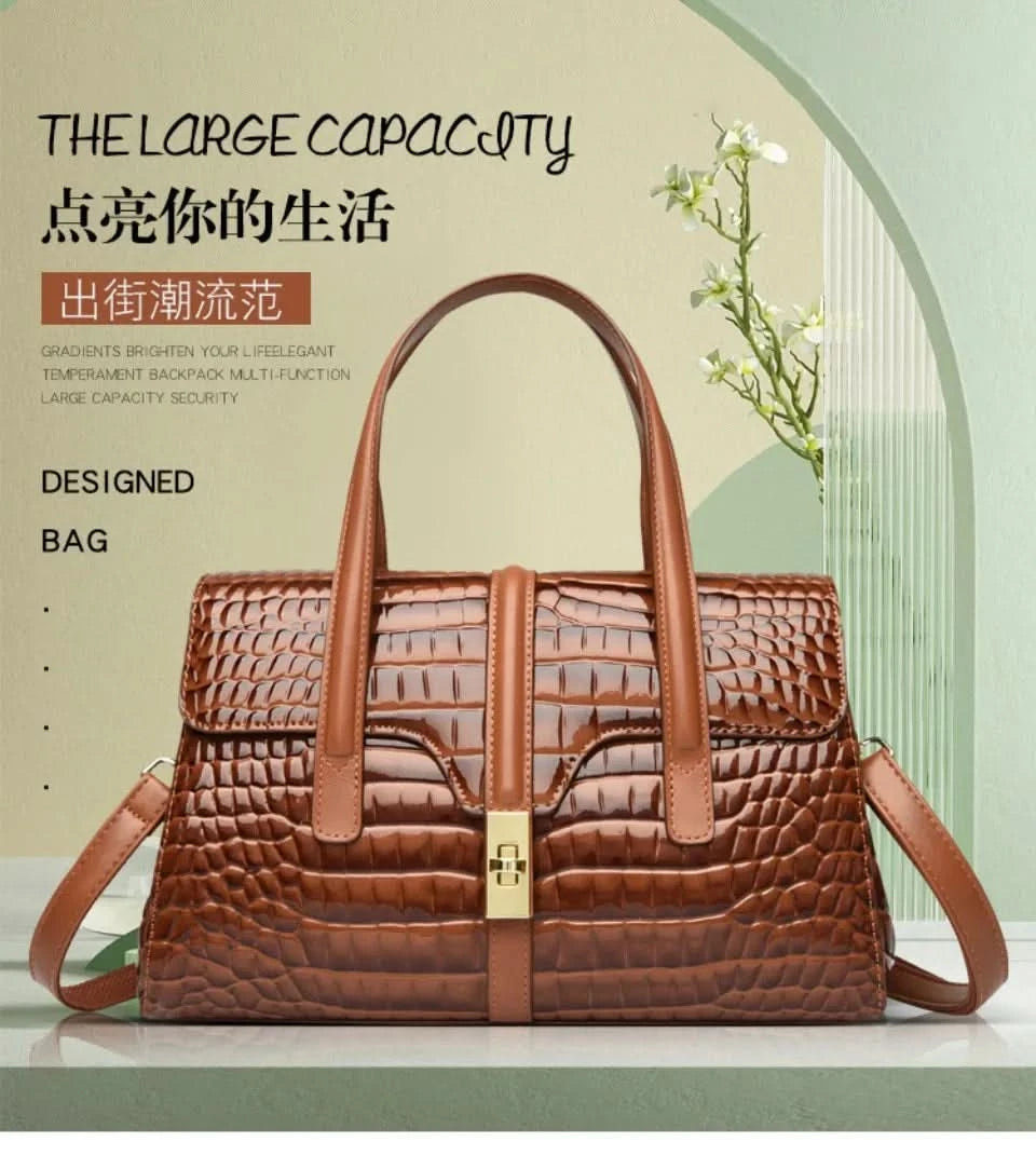 Luxury Shoulder Tote Bag Alligator Patent Leather Hand Bags for Women 2025 Designer Daily commuting Handbags HIgh Quality Sac - M & M Global