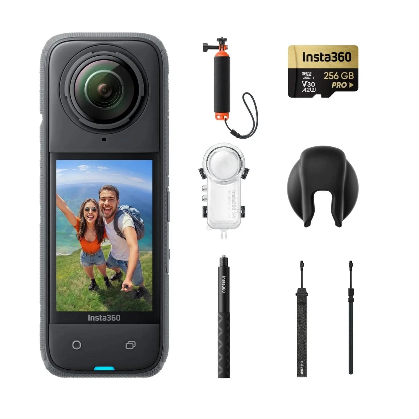 Insta360 X4 - 8K Waterproof 360 Action Camera, 4K Wide-Angle Video, Invisible Selfie Stick,  135 Min Last，Removable Lens Guards, - M & M Global