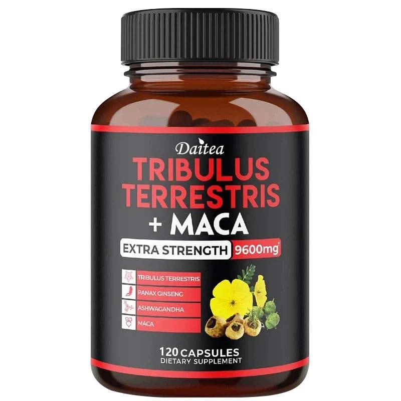 Daitea Tribulus + Maca Extract Capsules - Extra Strength 9600 Mg - Energy, Mood, Stamina and Immunity, Non-GMO - M & M Global
