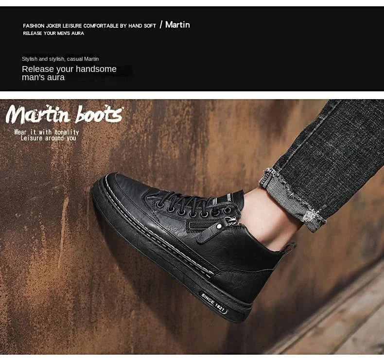Men Boots Winter High Top Leather Shoes Fashion Cotton Shoes Fashion Ankle Boots Business Casual Outdoor Shoes Male Sneakers New - M & M Global
