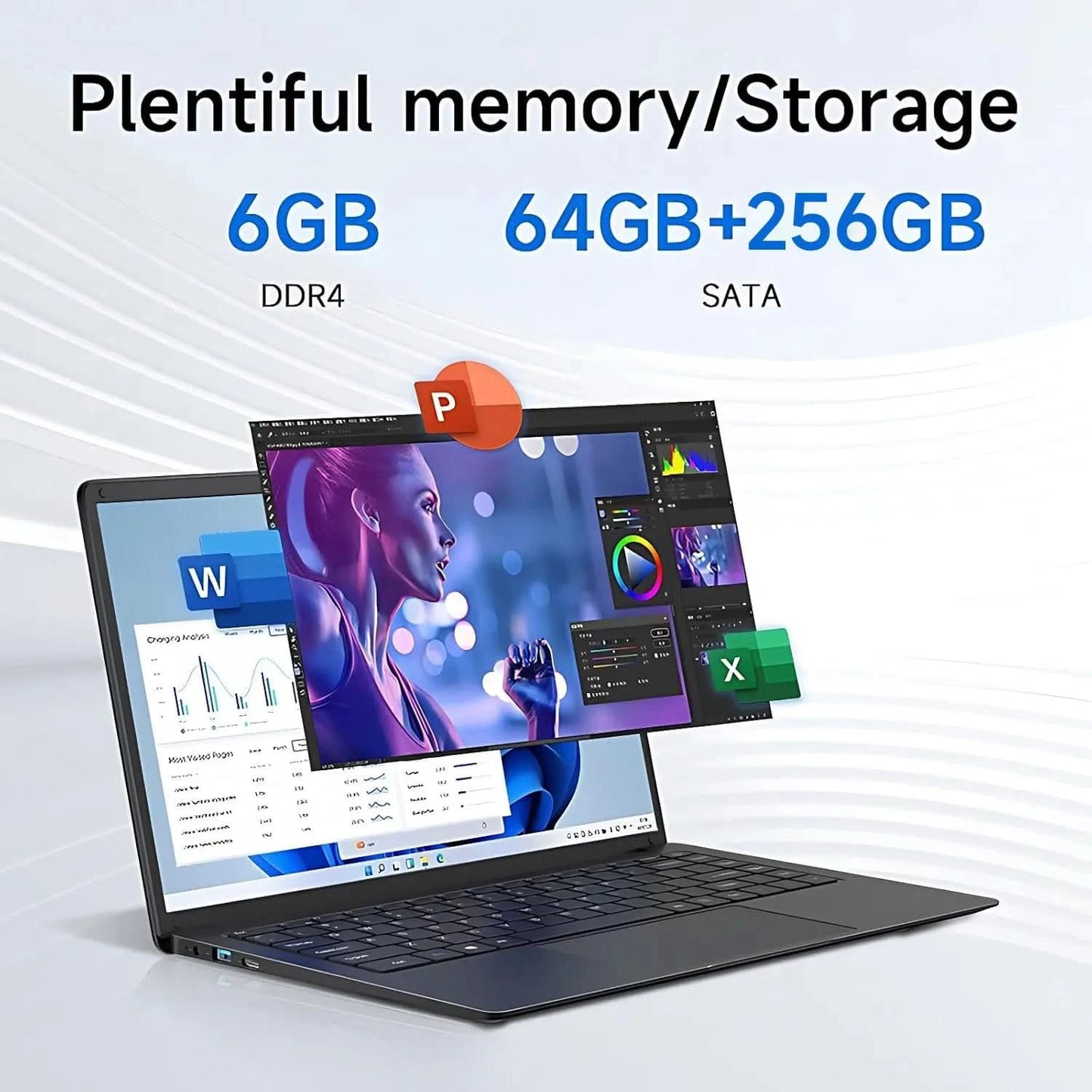 14 Inch Laptop Intel Celeron N3350 6GB RAM 64GB+256GB SSD Windows 10