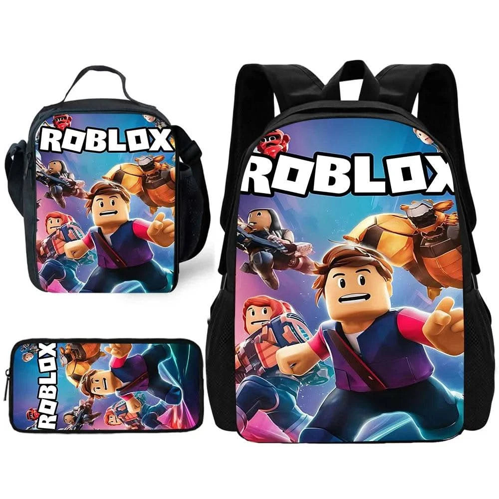 Child School Game R-RobloxS Backpack with Lunch Bags ,Pencil Bags ,School Bags for Boys Girls Best Gift - M & M Global