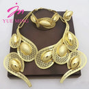 Jewelry Sets Women Italian Brazilian Gold Plated Luxury Wedding Necklace Earrings Bracelet Set Gold Colors Party Jewellery Gifts - M & M Global
