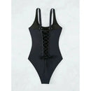 Women s-xxl size swimsuit One Piece black back bandage bikini Swimwear high waist bathing suit beach outfits bodysuit biquini - M & M Global