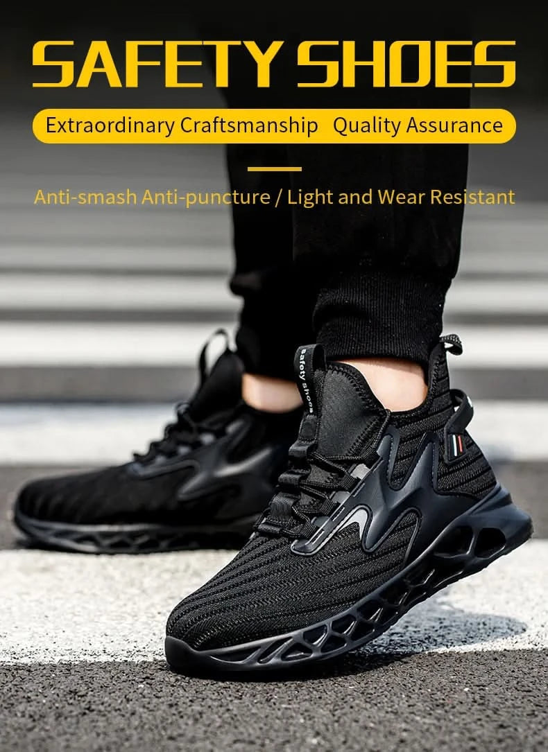 Breathable Steel Toe Boots with Met Guard Puncture Guard Lightweight Sneakers Anti-smash Industrial Safety Shoes Wear-resisting