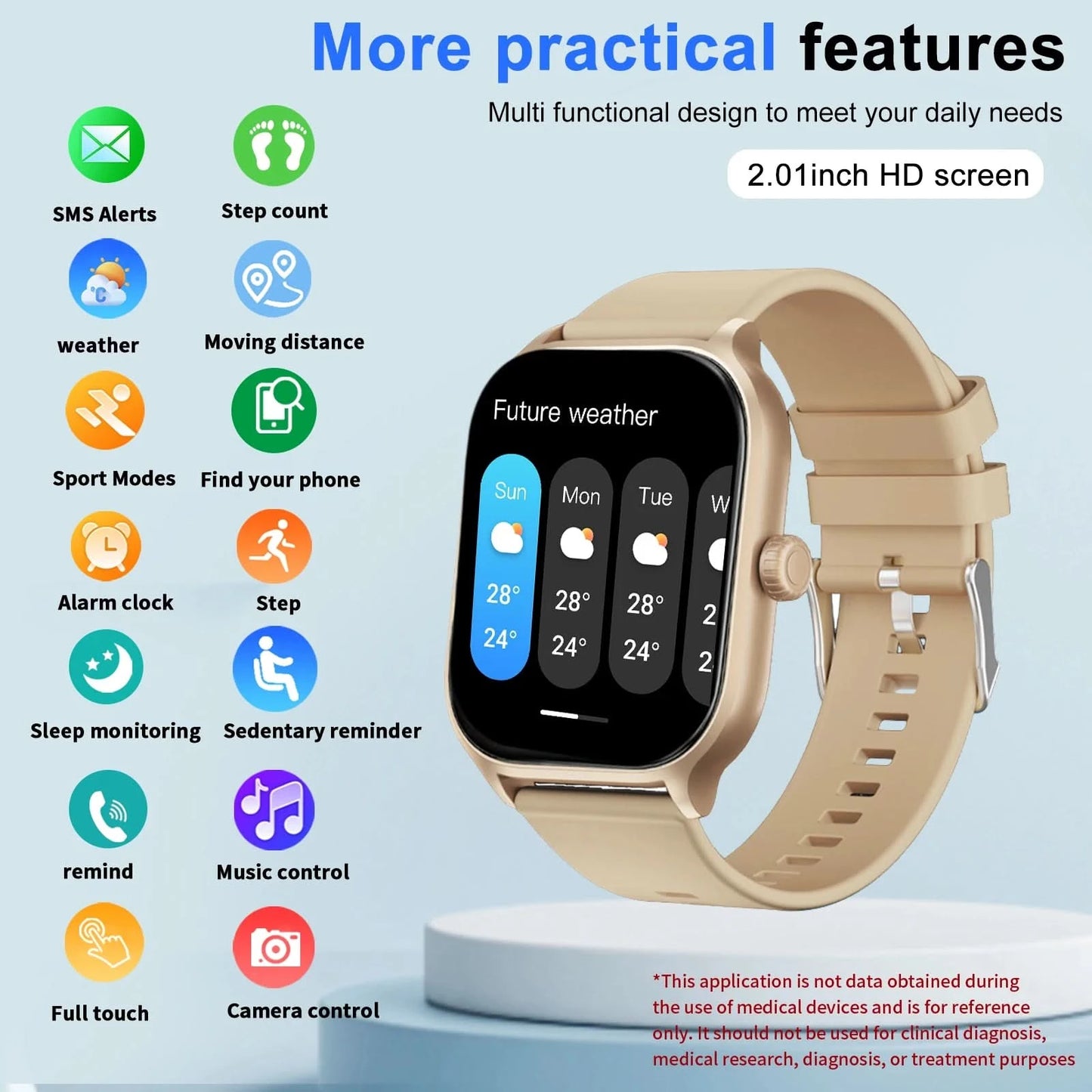 Smartwatch, Multi-Sport Mode for Men and Women, Sports Tracking, Compatible with IPhone/Andriod