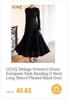 UCXQ Elegant Long Dress Fairy Style Stand Up Collar Lantern Sleeves Splicing Waist Fashion Dresses Women 2025 Spring Autumn 1351 - M & M Global