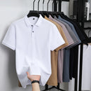 100% pure cotton boutique short sleeved high-end men's polo shirt summer high-quality solid color topsbusiness casual T-shirt