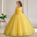 Girls' Sequin Pearl Princess Dress 5-14 Years Old Flower Decal Sleeveless Temperament Long Dress Halloween Banquet Fashion Dress - M & M Global