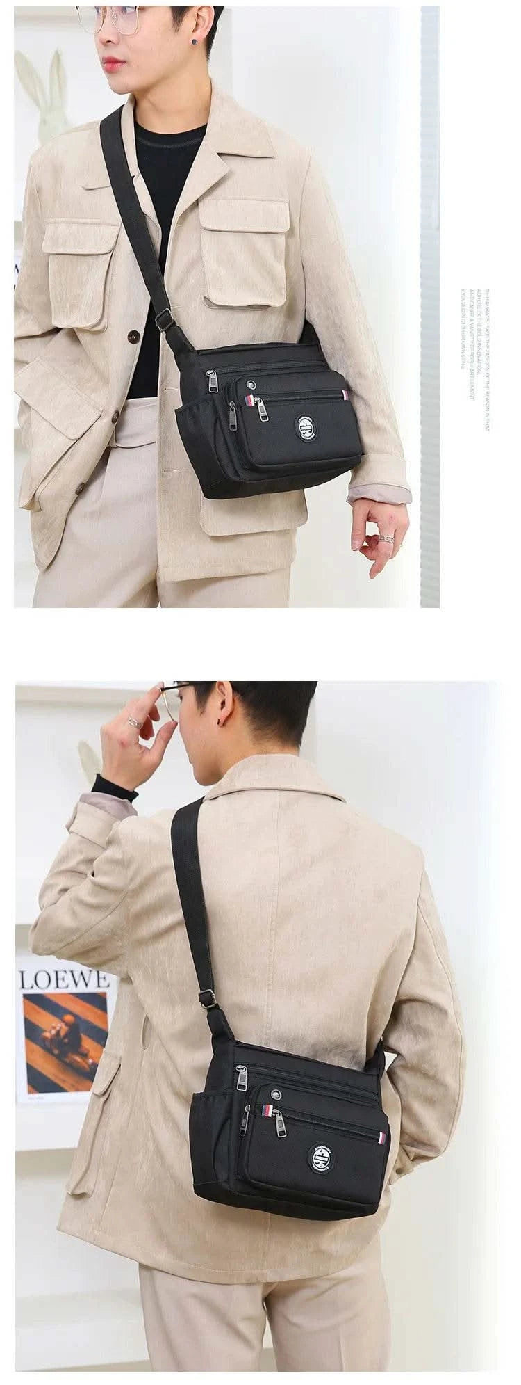 Business Fashion Men's Shoulder Bag Women's Crossbody Bag Large Capacity Multipurpose Travel Bags Tool Bag Oxford Cloth Material - M & M Global