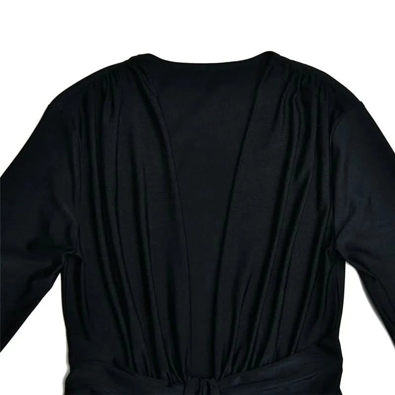 Mozision Deep V Neck Long Sleeve Split Maxi Dress Women Elegant Clubwear 2023 Autumn New Bodycon Ruched Sexy Long Dress - M & M Global