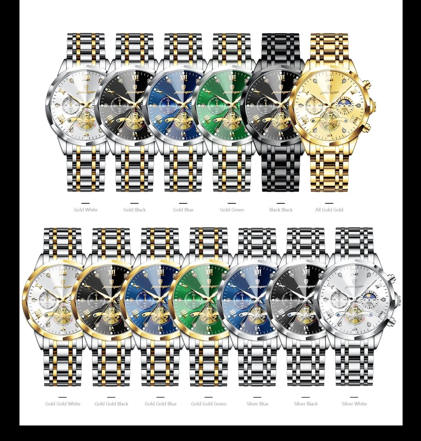 POEDAGAR Luxury Men Watch Top Original Waterproof Luminous Chronograph Man Wristwatch Stainless Steel Quartz Men's Watches Reloj - M & M Global