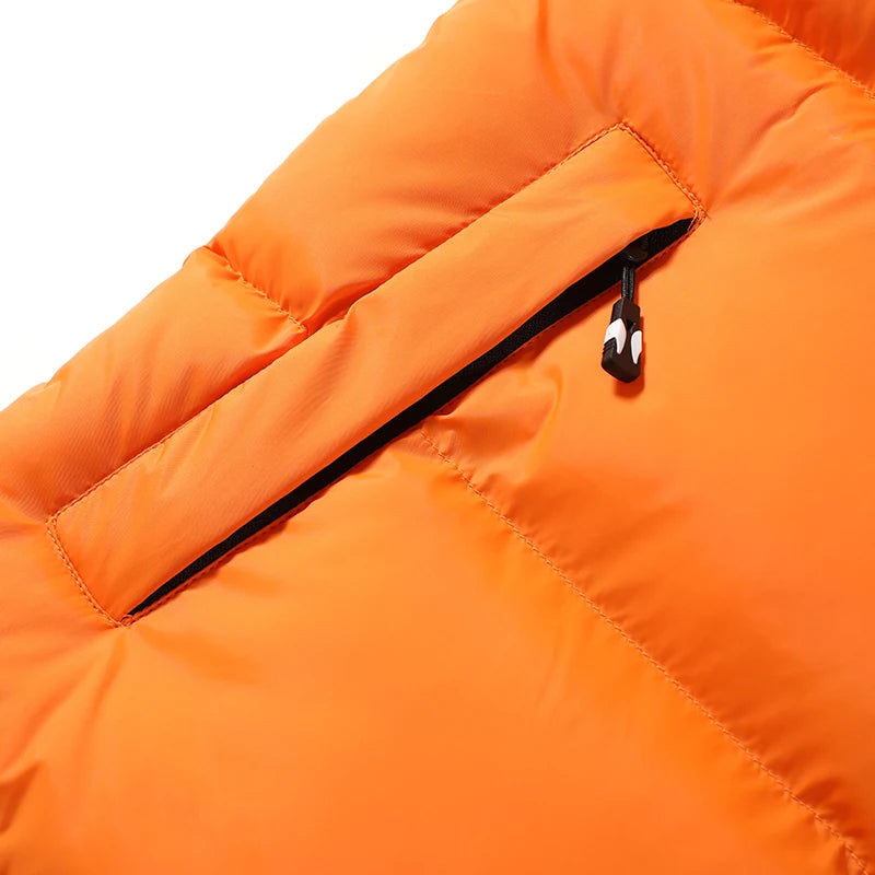 Men's Vest Jacket Autumn Winter Parkas Oversize Stand Collar Zipper Pockets Orange Windbreaker Waistcoat Plus Size Same