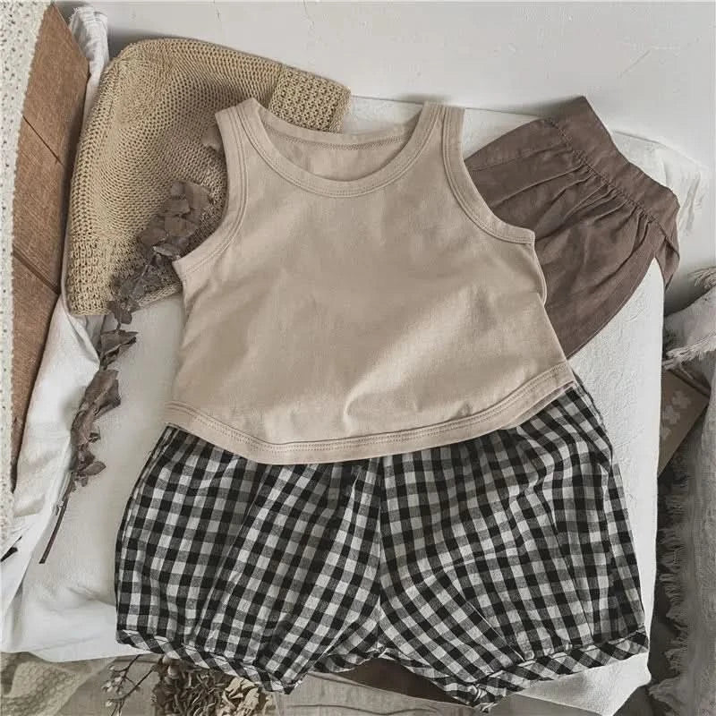 Korean Glutinous Kids Boys Tank Top Cotton Solid Round Collar Infant Babys Boy Vest Tees Thin Cool Sleeveless Tops For 1-6Y Boys - M & M Global