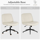 JHK Armless Cross Office Chairs with Wheels PU Leather Swivel Living Room Desk Chair Height Adjustable Support Seat Furniture