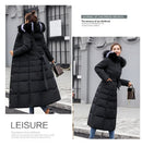 Korean Style Thickened Winter Cotton Jacket Women's Long Coat with Fur Collar Slim Fit Hooded Ladies' Cotton Padded Coat