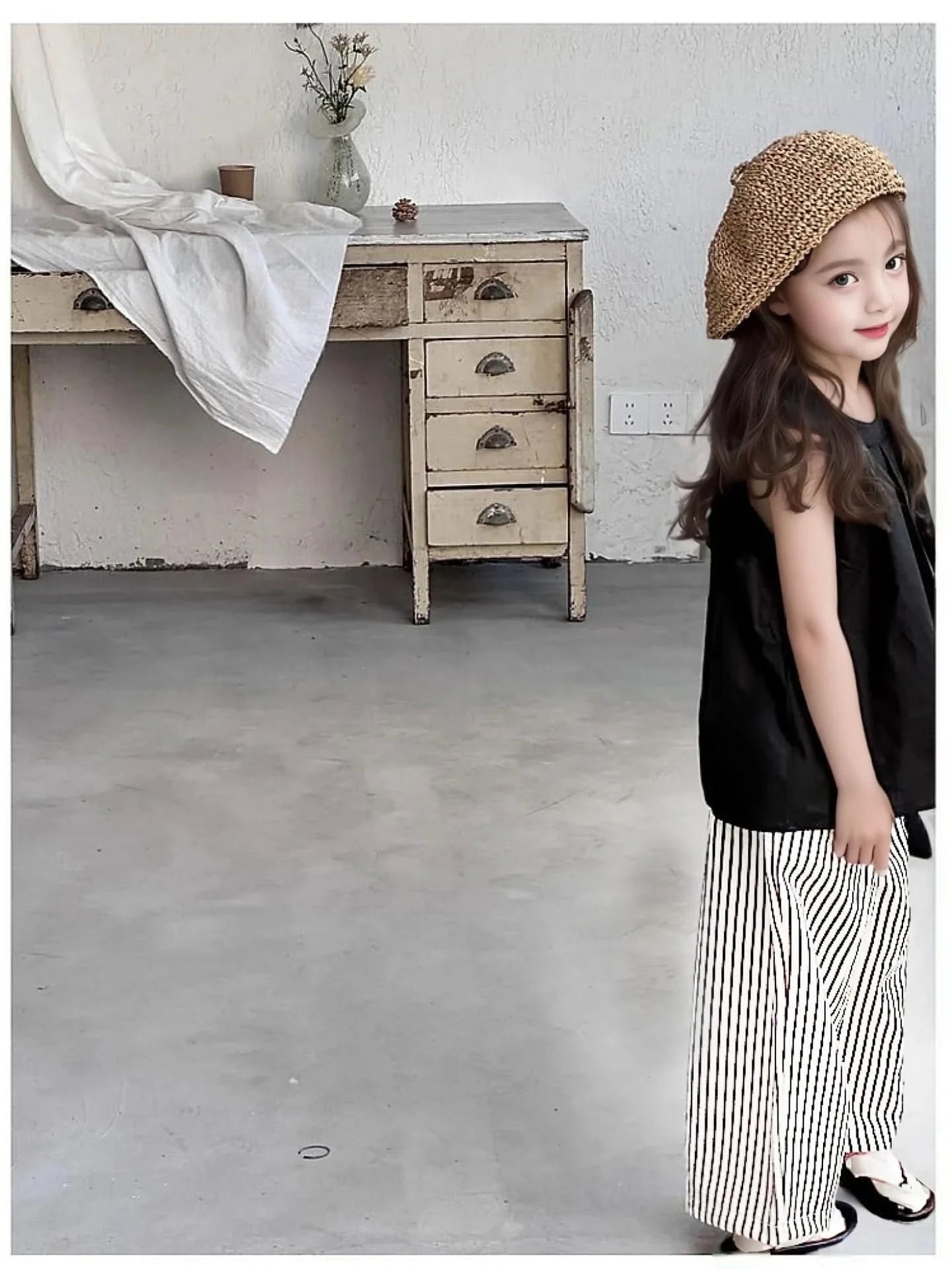 2PCS/set Vest+Striped Wide Leg Pants Summer Daily Simple Sleeveless Children's Clothing For 1 to 8 Years Old - M & M Global
