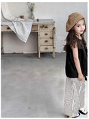 2PCS/set Vest+Striped Wide Leg Pants Summer Daily Simple Sleeveless Children's Clothing For 1 to 8 Years Old - M & M Global