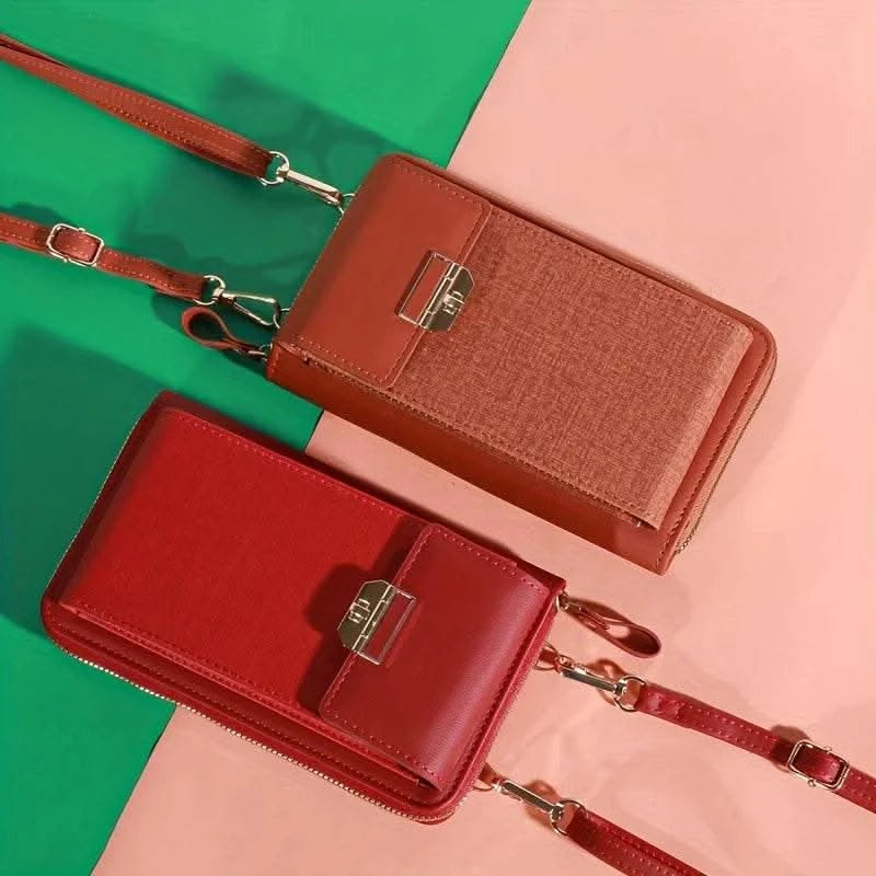 2024 New Women's Bag Mobile Phone Bag Trendy Line Simple Ladies Shoulder Bag Messenger Bag Lock Small Square Bag - M & M Global