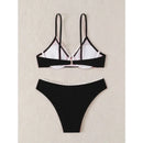 Sexy Bikini Set Women's 2 Piece Swimsuit Vintage Lace Edge Bikini Push Up Swimwear 2025 New Chic Simple Beachwear Bathing Suit - M & M Global