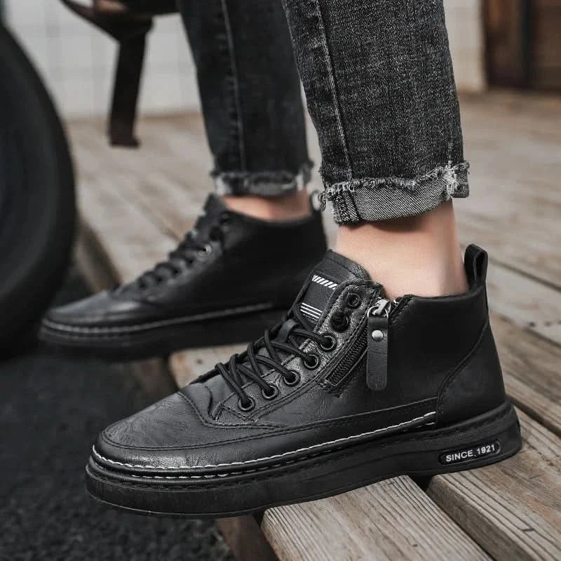 Men Boots Winter High Top Leather Shoes Fashion Cotton Shoes Fashion Ankle Boots Business Casual Outdoor Shoes Male Sneakers New - M & M Global