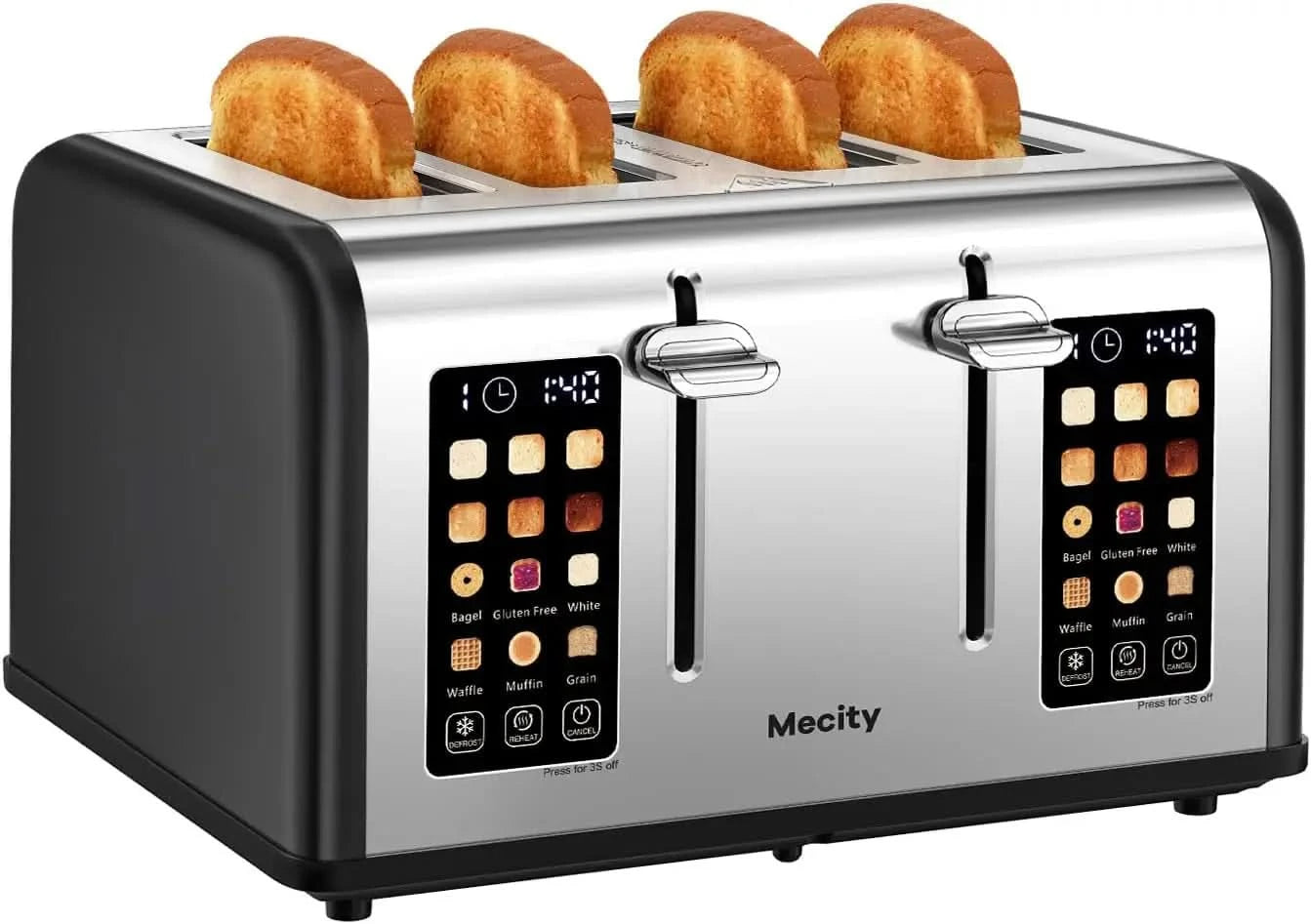 4 Slice Toaster with Touch Screen Control, 4 Wide Slots, Stainless Steel Smart Bread Toaster for Bagels, Muffins, Waffles, Dual - M & M Global