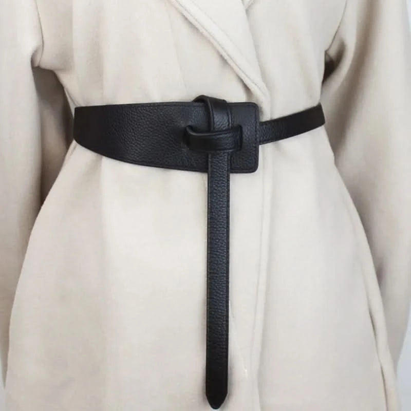 Knotted Belts for Women Belt Lady Waistband Soft Genuine Leather Suede Cowhide Waist Belt Straps Long Dress Coat Accessories - M & M Global