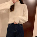 2025 Winter Imitate Mink Wool Hot Fleecing Female Turtleneck Elastic Casual Sweater Women Knitted Tops Pullovers Soft  Warm