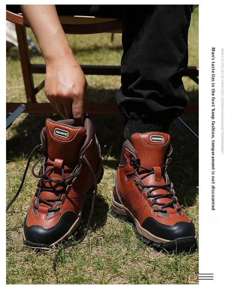 Men’s Steel Toe Work Shoes Widen Metatarsal Protection Puncture-Resistant Slip & Abrasion-Resistant Construction Work Shoes