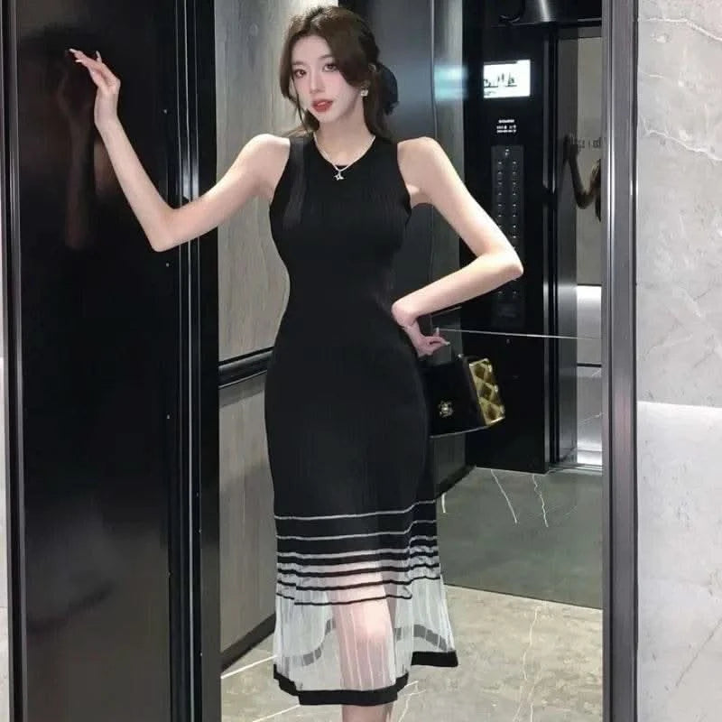 Dresses for Women Black SMidi Woman Dress Party Evening Night Club Prom Casual Youth G Fashion Summer 2024 Retro Sensual Sexy X - M & M Global